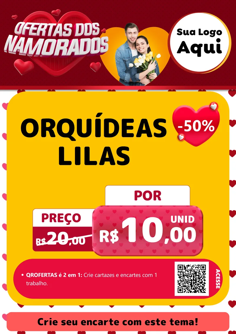 Modelo de Cartaz para Cartaz A4 Vertical com o tema Ofertas Dos Namorados para Floricultura e jardim