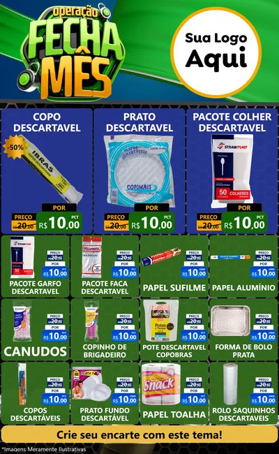 Modelo de Encarte para Encarte Grande com o tema Operação Fecha Mês para Embalagens