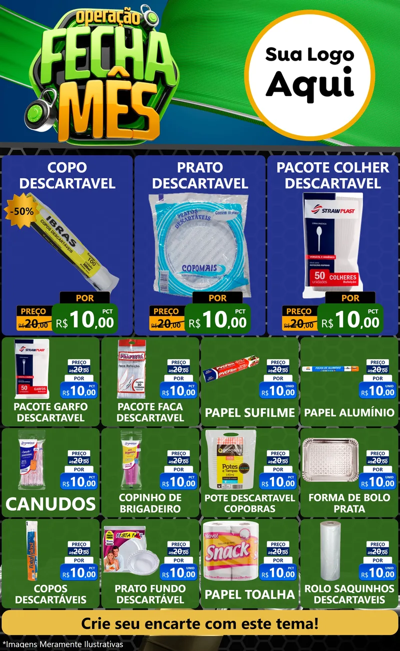 Modelo de Encarte para Encarte Grande com o tema Operação Fecha Mês para Embalagens