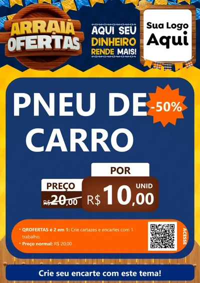 Modelo de Cartaz para Cartaz A4 Vertical com o tema Arraiá de Ofertas - Junina para Auto peças