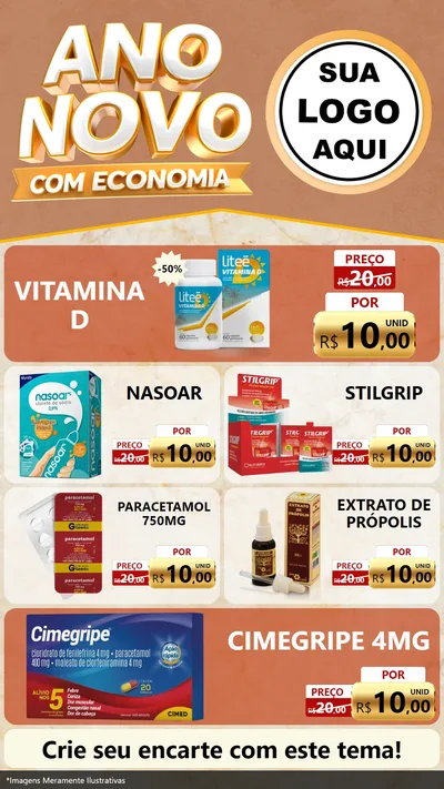 Modelo de TV para TV Vertical com o tema Ano Novo Com Economia para Farmácia