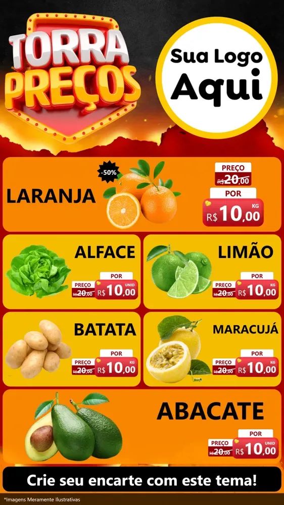 Modelo de TV para TV Vertical com o tema Torra Preços para Hortifrúti