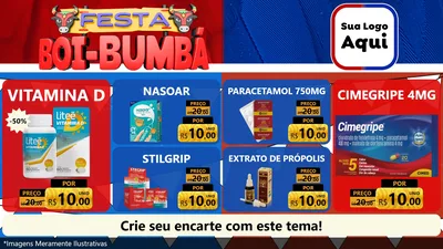 Modelo de TV para TV Horizontal com o tema Festa Boi Bumbá para Farmácia