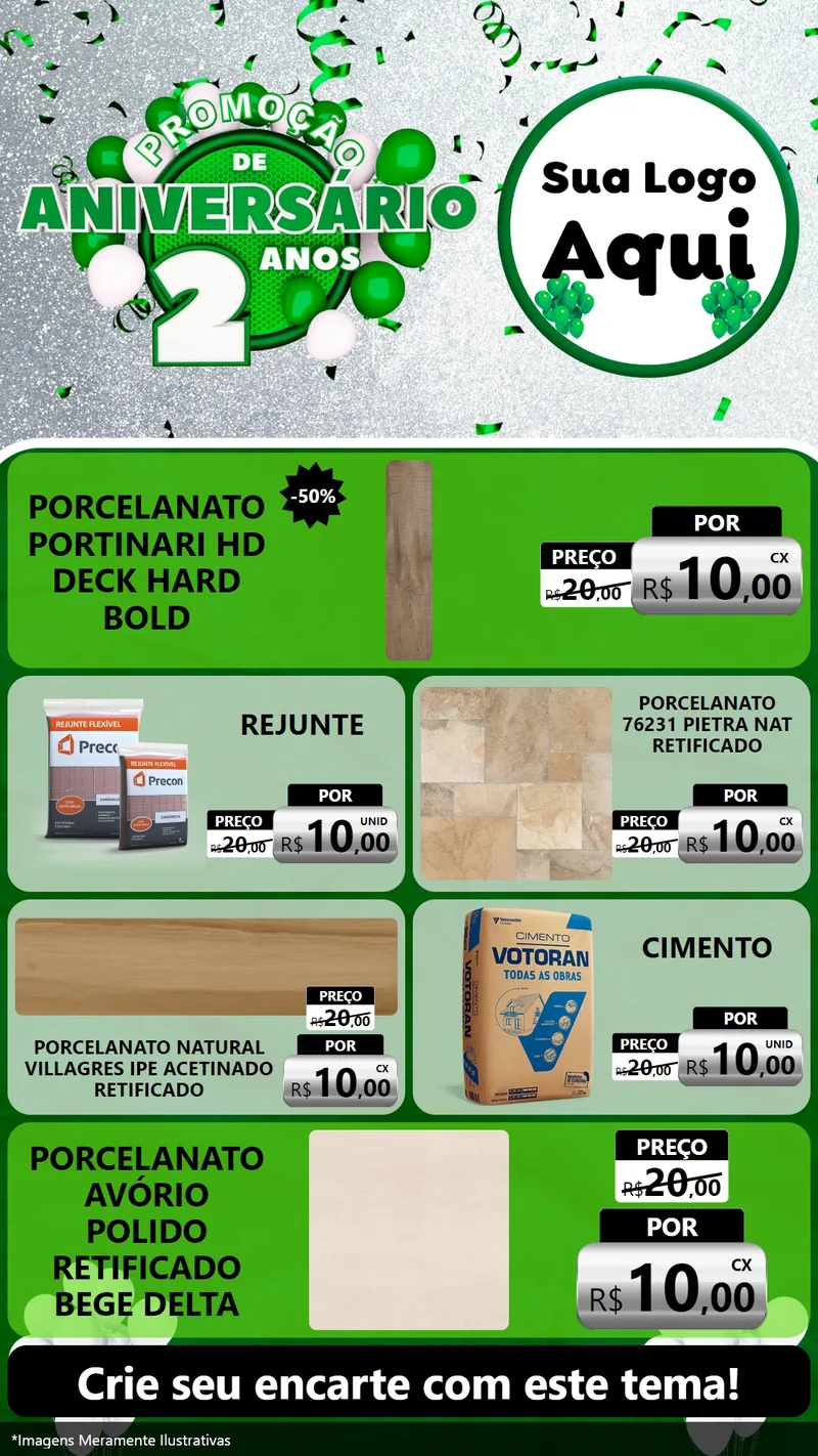 Modelo de TV para TV Vertical com o tema Promoção de Aniversário - 2 Anos para Pisos e revestimentos