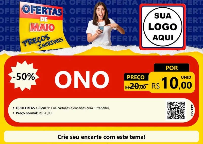 Modelo de Cartaz para Cartaz A4 Horizontal com o tema Ofertas de Maio - Preços Incríveis para Óticas