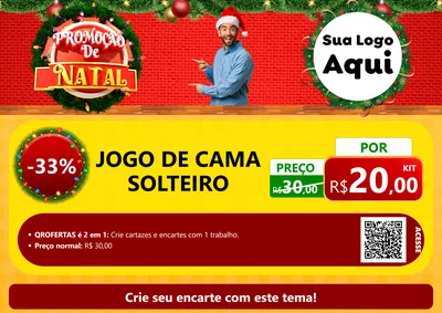 Modelo de Cartaz para Cartaz A4 Horizontal com o tema Promoção de Natal para Cama, Mesa e Banho