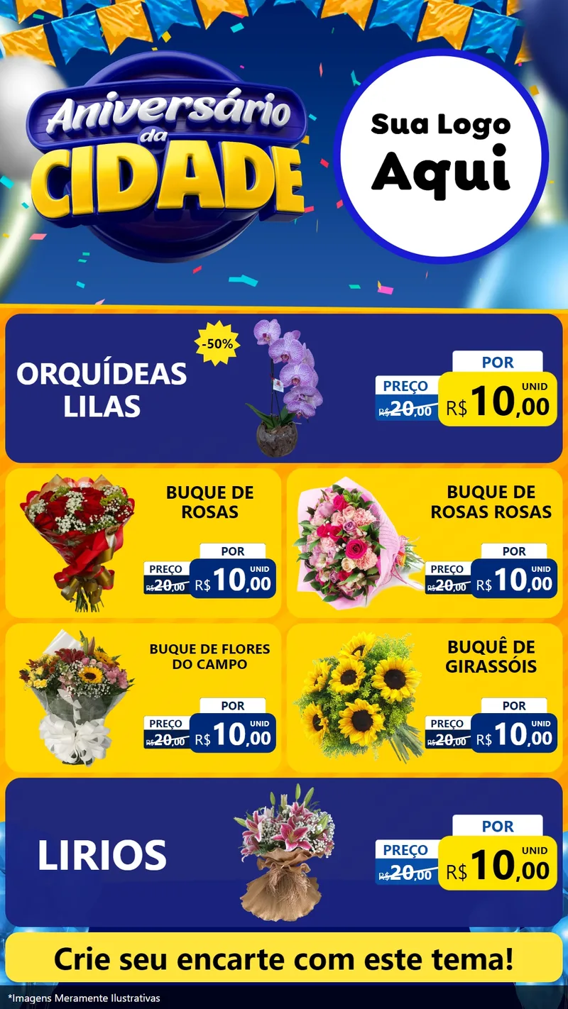 Modelo de TV para TV Vertical com o tema Aniversário da Cidade para Floricultura e jardim