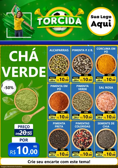 Modelo de Encarte para Encarte A4 Vertical com o tema Torcida para Produtos Naturais