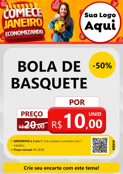 Modelo de Cartaz para Cartaz A4 Vertical com o tema Comece Janeiro Economizando para Artigos Esportivos