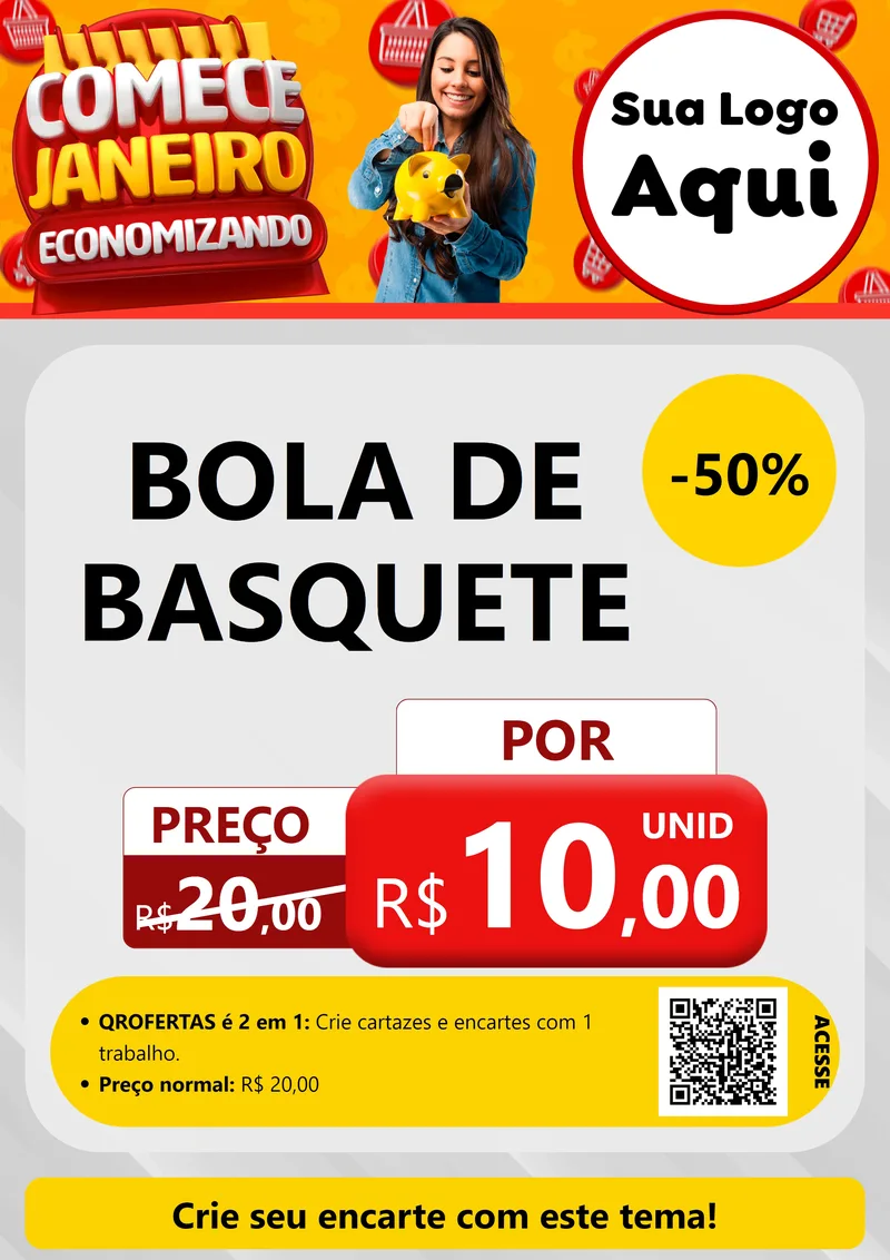 Modelo de Cartaz para Cartaz A4 Vertical com o tema Comece Janeiro Economizando para Artigos Esportivos