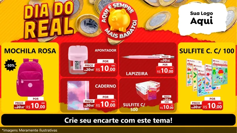 Modelo de TV para TV Horizontal com o tema Dia Do Real para Papelaria