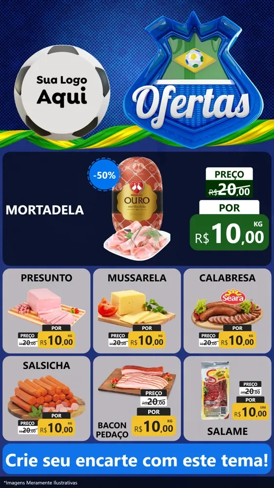 Modelo de Rede Social para Stories com o tema Ofertas (Futebol) para Frios e Laticínios