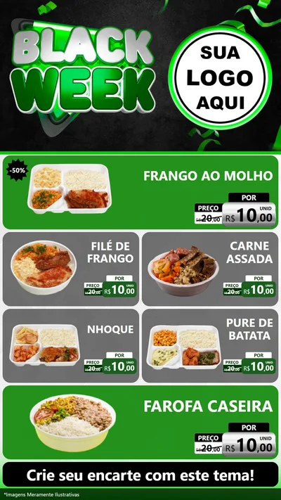Modelo de TV para TV Vertical com o tema Black Week para Restaurante