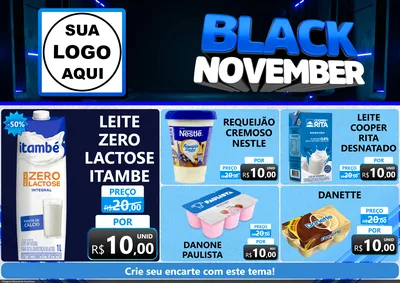 Modelo de Encarte para Encarte A4 Horizontal com o tema Black November para Frios e Laticínios