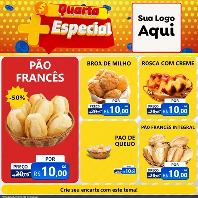 Modelo de Rede Social para Feed Facebook com o tema Quarta Mais Especial para Padaria