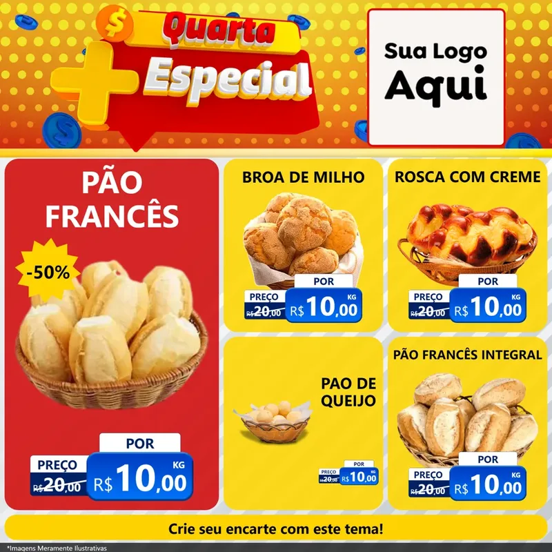 Modelo de Rede Social para Feed Facebook com o tema Quarta Mais Especial para Padaria