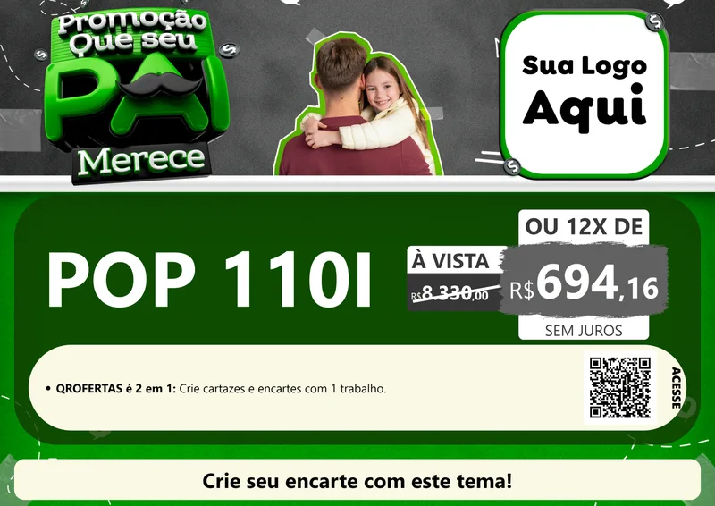 Modelo de Cartaz para Cartaz A4 Horizontal com o tema Promoção Que seu Pai Merece para Concessionaria de Motos