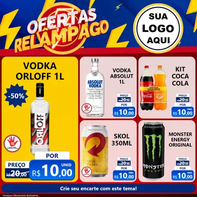 Modelo de Rede Social para Feed Facebook com o tema Ofertas Relâmpago para Distribuidora de bebidas
