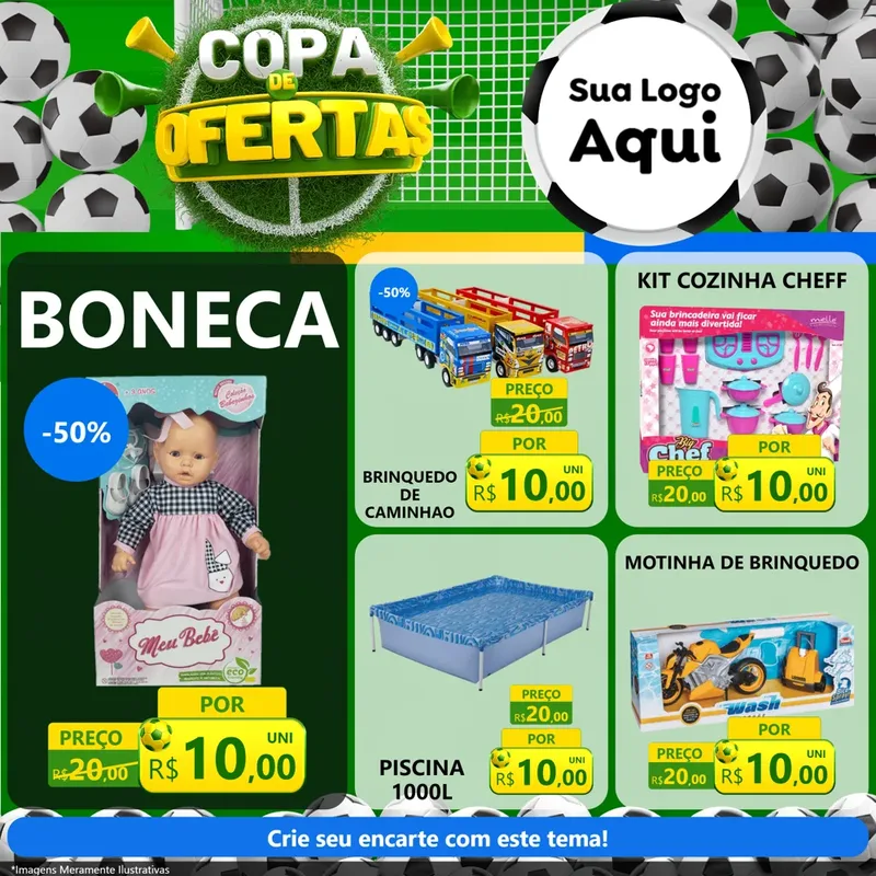 Modelo de Rede Social para Feed Facebook com o tema Copa De Ofertas para Brinquedos