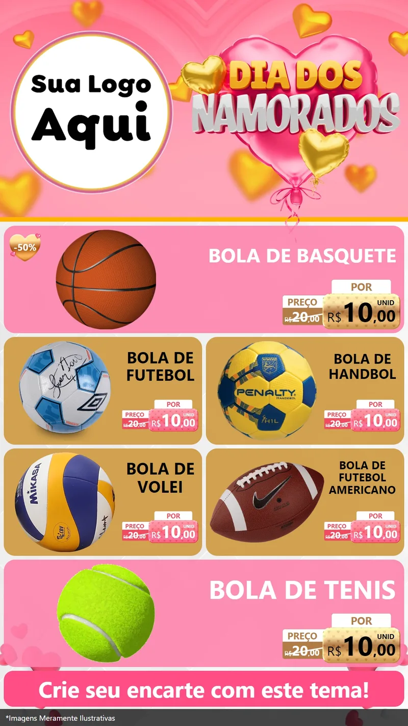 Modelo de TV para TV Vertical com o tema Dia dos Namorados para Artigos Esportivos