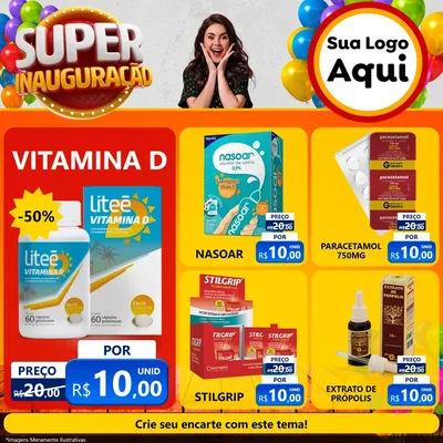 Modelo de Rede Social para Feed Facebook com o tema Super Inauguração para Farmácia