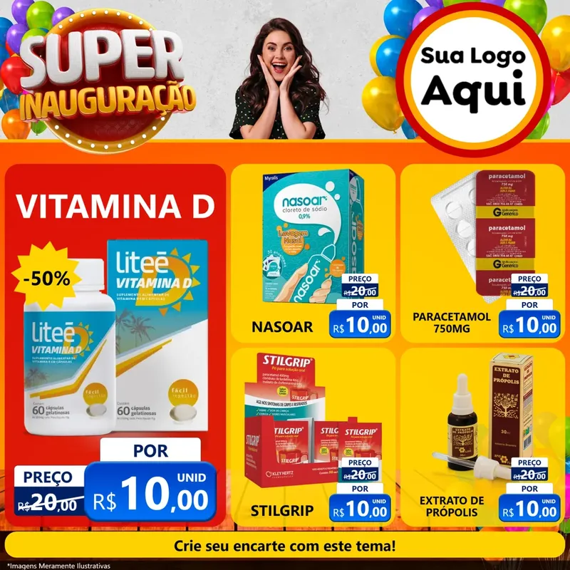 Modelo de Rede Social para Feed Facebook com o tema Super Inauguração para Farmácia