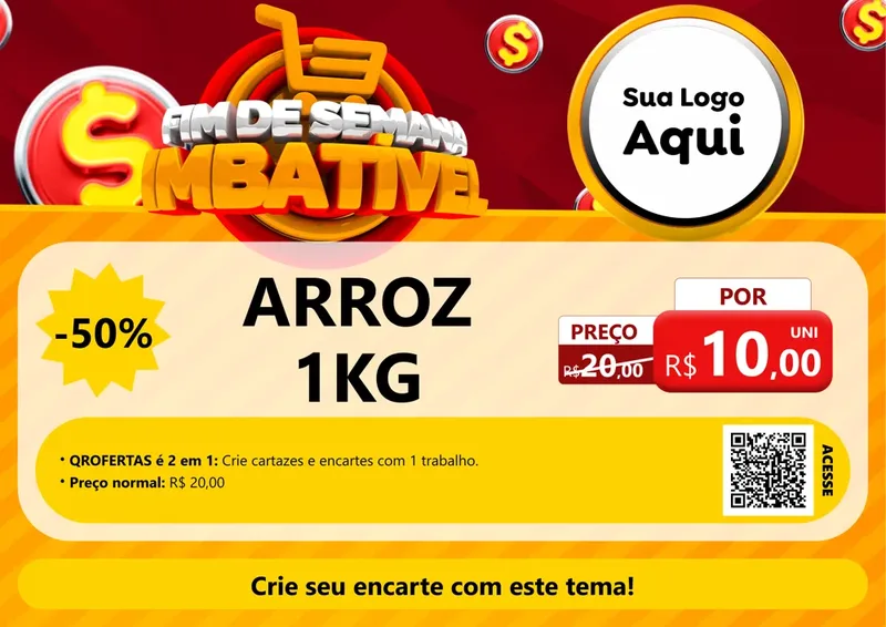 Modelo de Cartaz para Cartaz A4 Horizontal com o tema Fim de Semana Imbatível para Supermercado