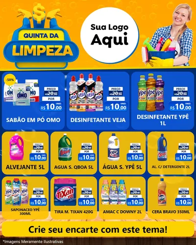 Modelo de Rede Social para Feed Instagram com o tema Quinta da Limpeza para Produtos de Limpeza