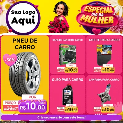 Modelo de Rede Social para Feed Facebook com o tema Especial Dia da Mulher para Auto peças