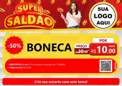 Modelo de Cartaz para Cartaz A4 Horizontal com o tema Super Saldão para Brinquedos