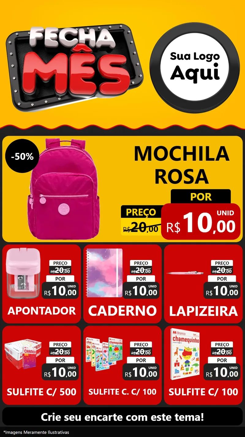 Modelo de Rede Social para Stories com o tema Fecha Mês para Papelaria