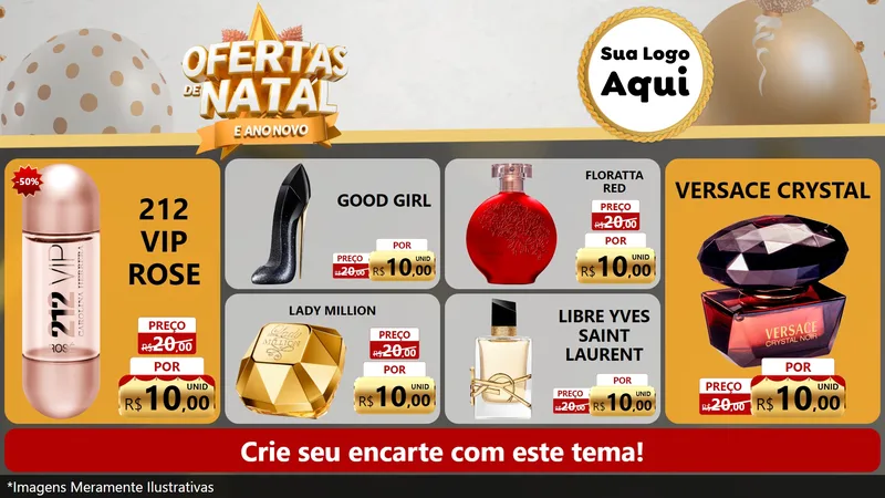 Modelo de TV para TV Horizontal com o tema Ofertas De Natal E Ano Novo para Perfumes