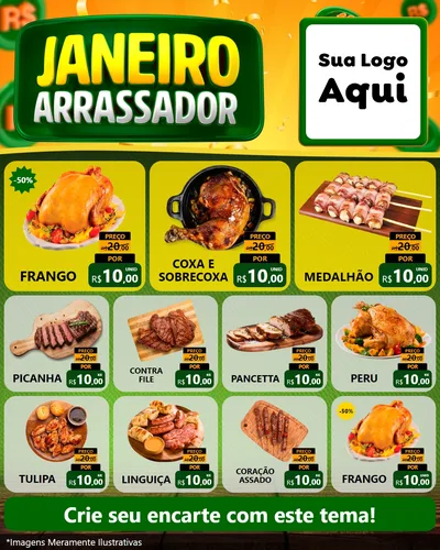 Modelo de Rede Social para Feed Instagram com o tema Janeiro Arrasador para Assados