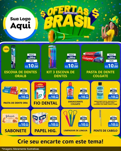 Modelo de Rede Social para Feed Instagram com o tema Ofertas Semana do Brasil para Higiene Pessoal