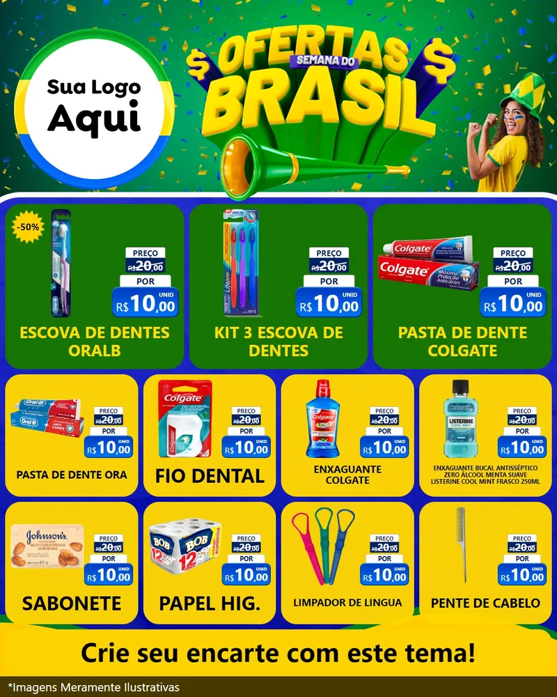 Modelo de Rede Social para Feed Instagram com o tema Ofertas Semana do Brasil para Higiene Pessoal
