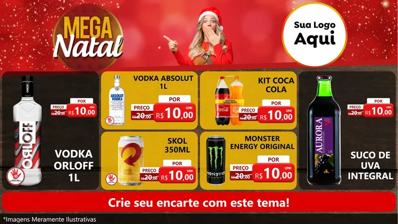Modelo de TV para TV Horizontal com o tema Mega Natal para Distribuidora de bebidas