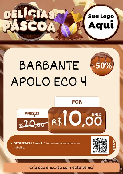 Modelo de Cartaz para Cartaz A4 Vertical com o tema Delícias de Páscoa para Armarinho e Aviamentos
