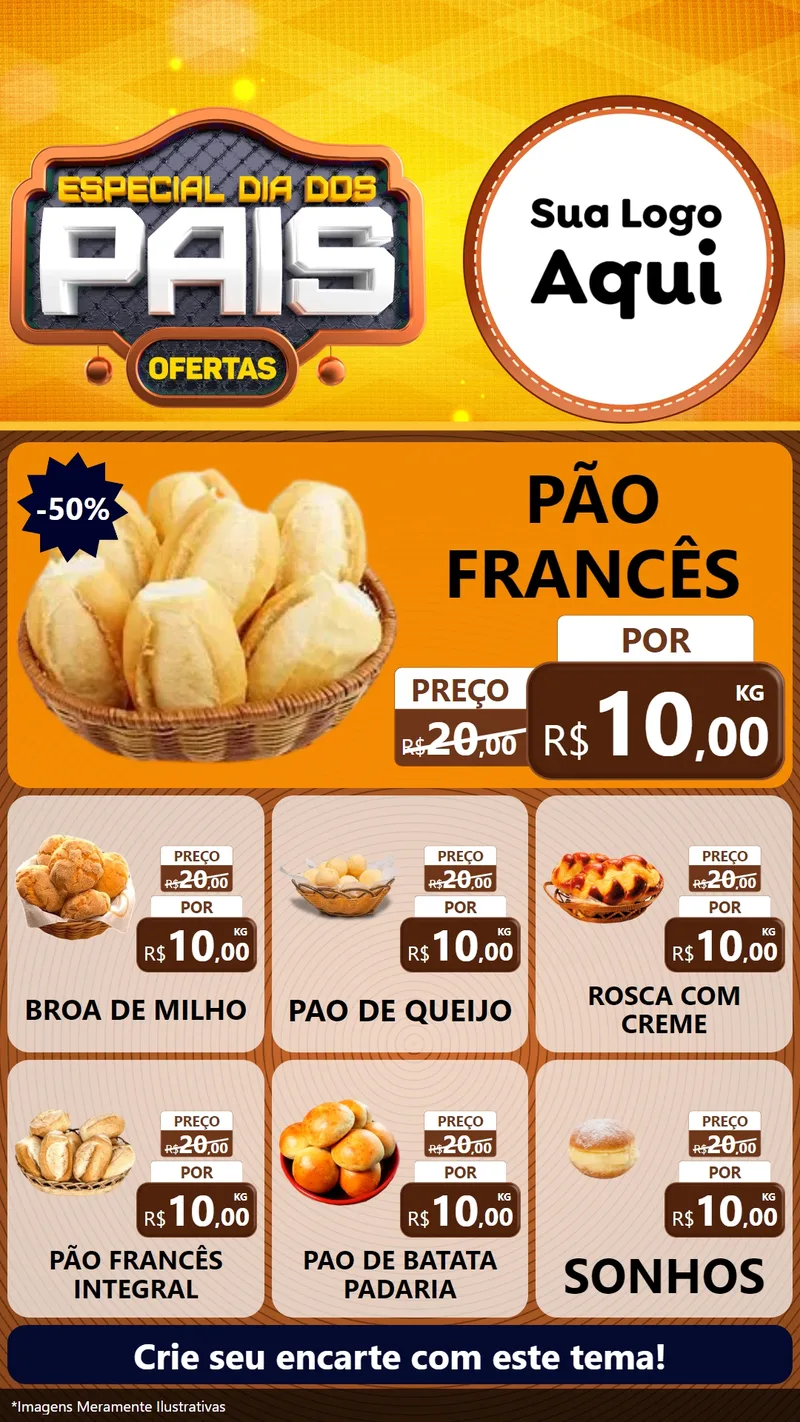 Modelo de Rede Social para Stories com o tema Especial Dia dos Pais para Padaria