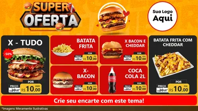 Modelo de TV para TV Horizontal com o tema Super Oferta - Lanches para Hamburgueria