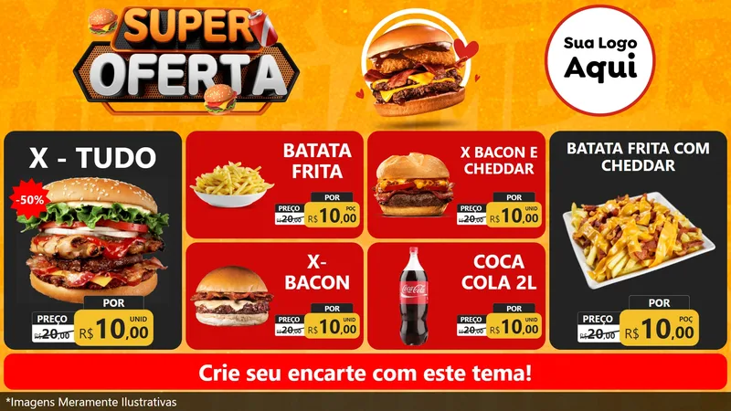 Modelo de TV para TV Horizontal com o tema Super Oferta - Lanches para Hamburgueria