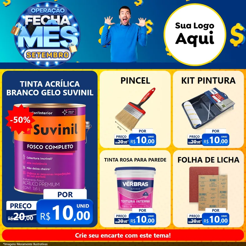 Modelo de Rede Social para Feed Facebook com o tema Operação Fecha Mês Setembro para Tintas e Ferramentas