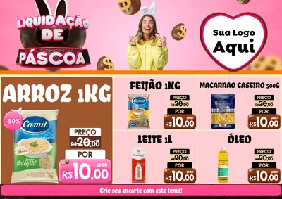 Modelo de Encarte para Encarte A4 Horizontal com o tema Liquidação de Páscoa para Supermercado