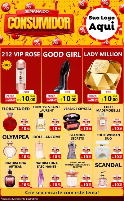 Modelo de Encarte para Encarte Grande com o tema Semana do Consumidor para Perfumes