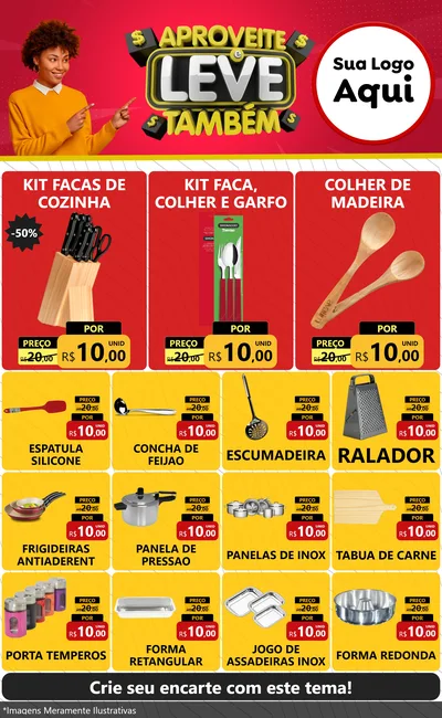 Modelo de Encarte para Encarte Grande com o tema Aproveite e Leve Também para Utilidades Domésticas