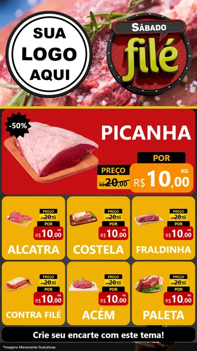 Modelo de Rede Social para Stories com o tema Sábado Filé para Açougue