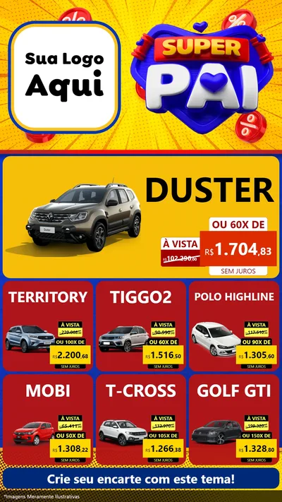 Modelo de Rede Social para Stories com o tema Super Pai para Concessionaria de Carros