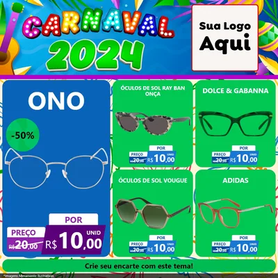 Modelo de Rede Social para Feed Facebook com o tema Carnaval 2027 para Óticas