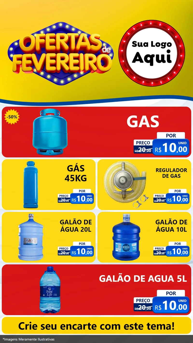 Modelo de TV para TV Vertical com o tema Ofertas de Fevereiro para Água e gás