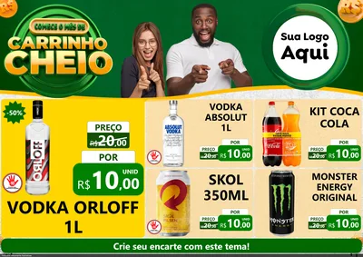 Modelo de Encarte para Encarte A4 Horizontal com o tema Carrinho Cheio para Distribuidora de bebidas