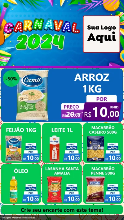 Modelo de Rede Social para Stories com o tema Carnaval 2027 para Supermercado